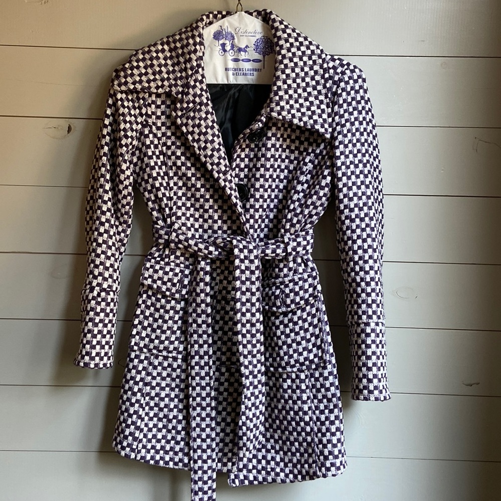 Purple and White Checkered Coat